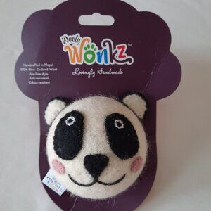 Wooly Wonkz 100% Wool Eco-Friendly Chemical Free Azo-Free Dyes Panda Dog Toy